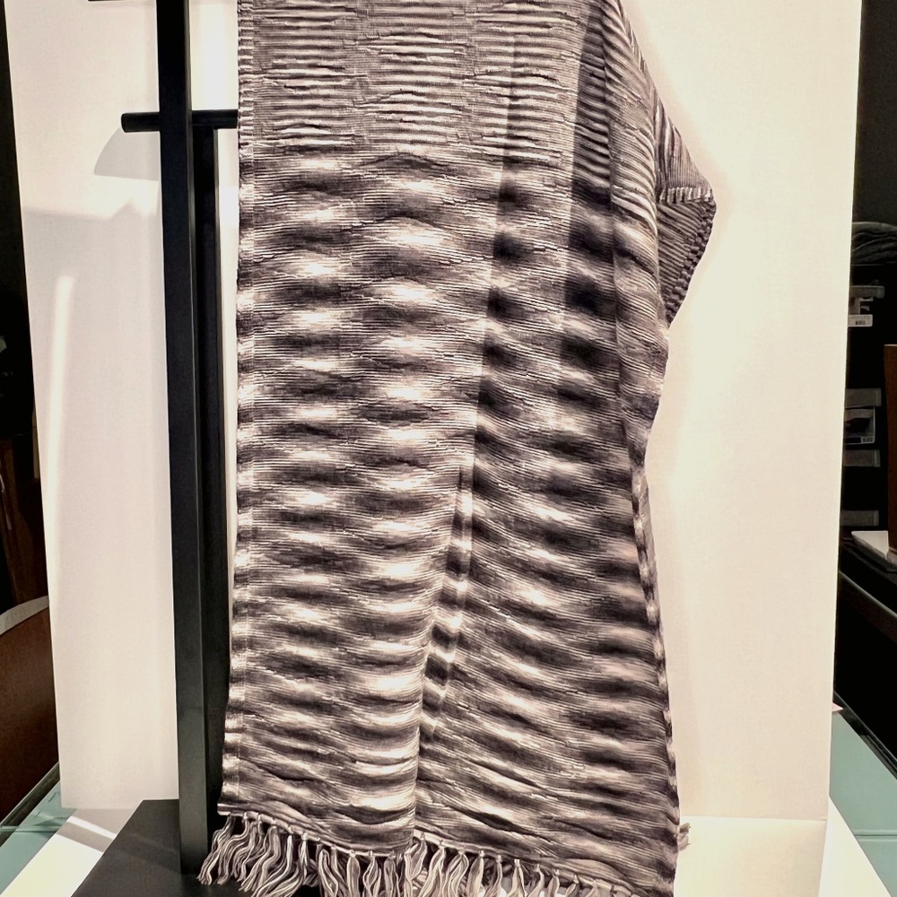 New. Iconic Missoni Couture Woven Ultra Soft Wool Large Scarf,Brown/Cream/Slate.